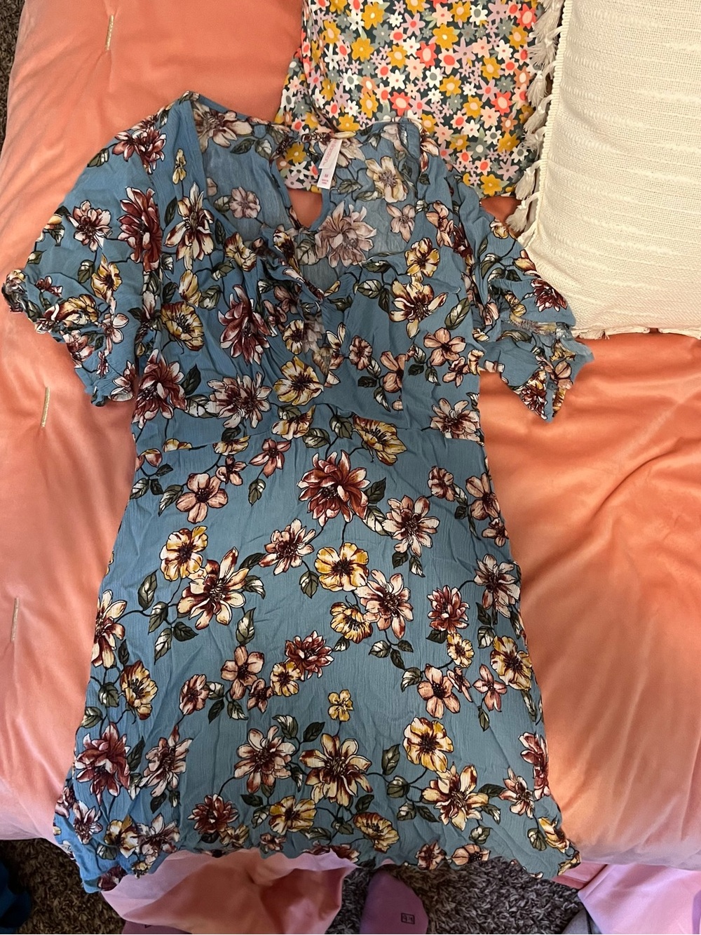 Xhilaration Dusty Blue Floral Mini Dress